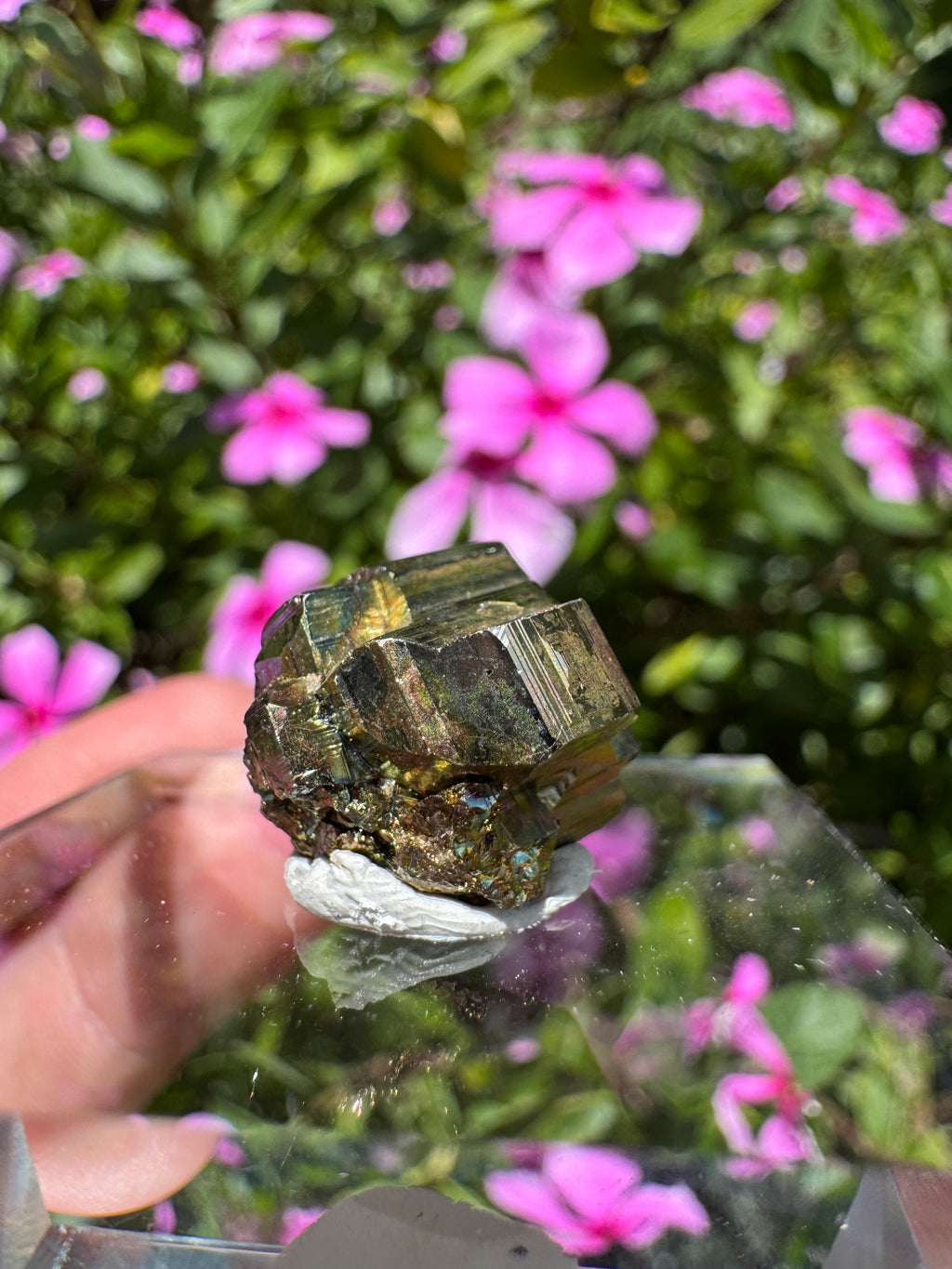 Iridescent Pyrite With Stilbite Cluster - A Grade