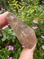 Red And Gold Copper Rutile in Quartz Freeform