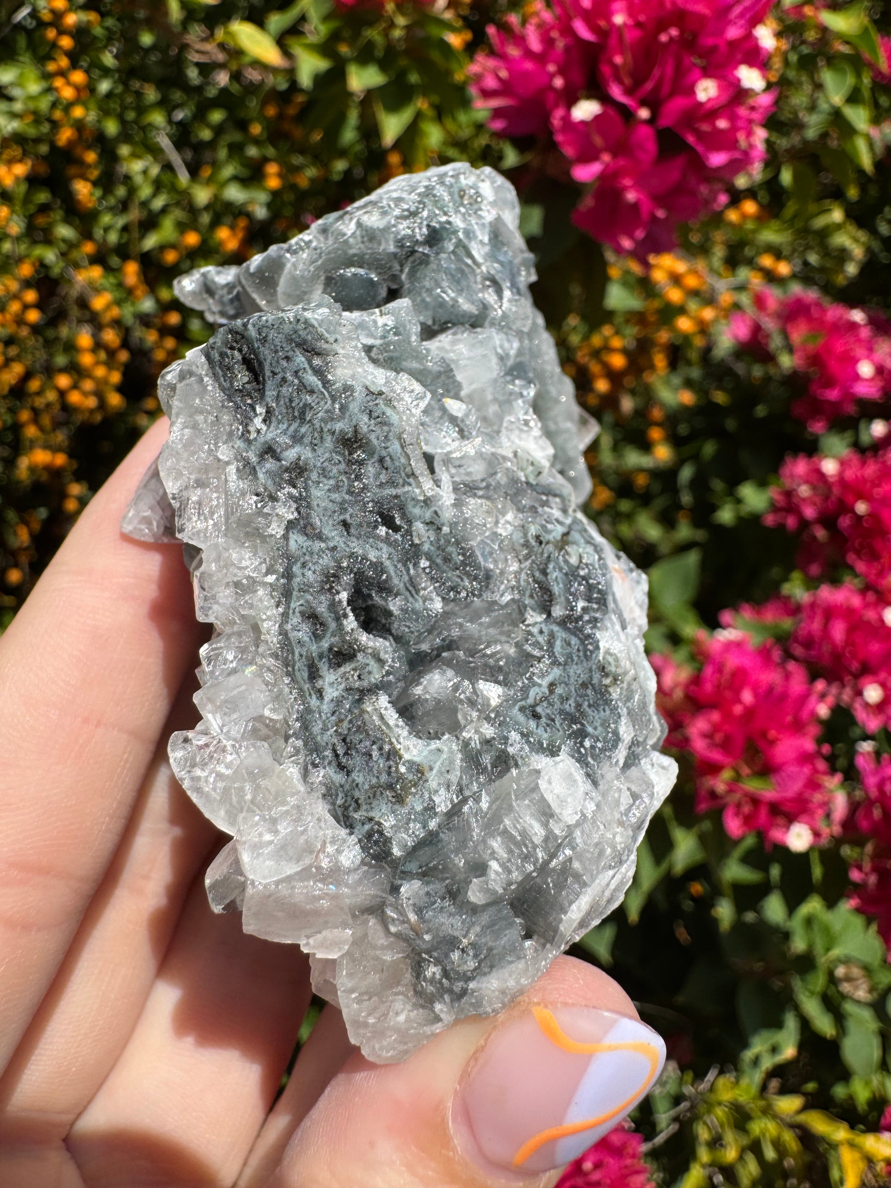 Black Chalcedony Stalactites with Apophyllite