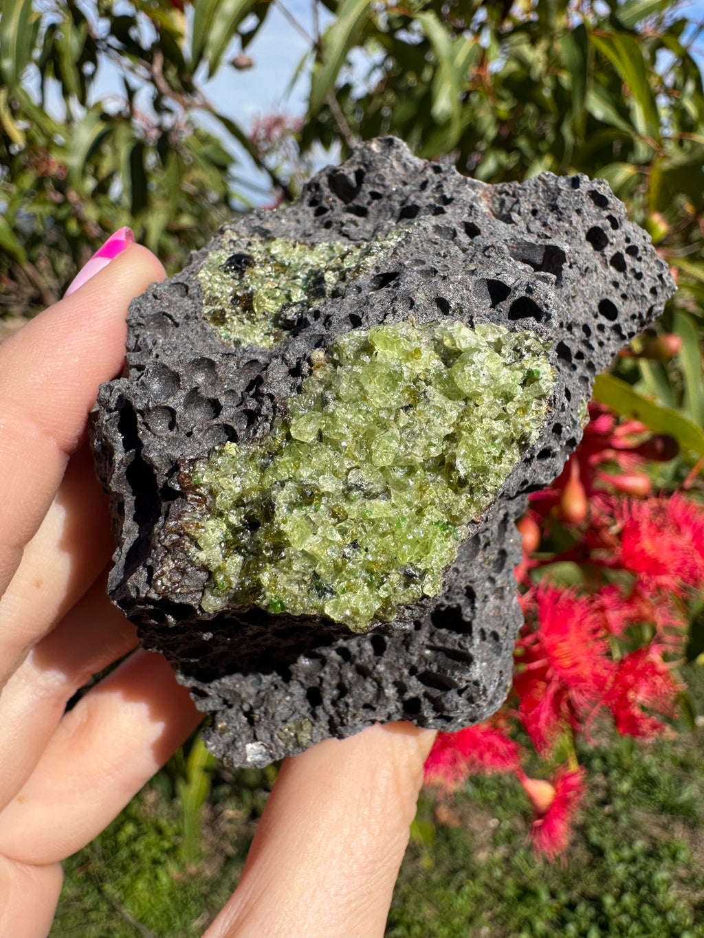Peridot and Black Spinel On Matrix Specimen