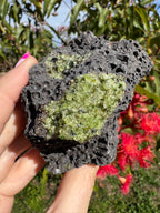 Peridot and Black Spinel On Matrix Specimen