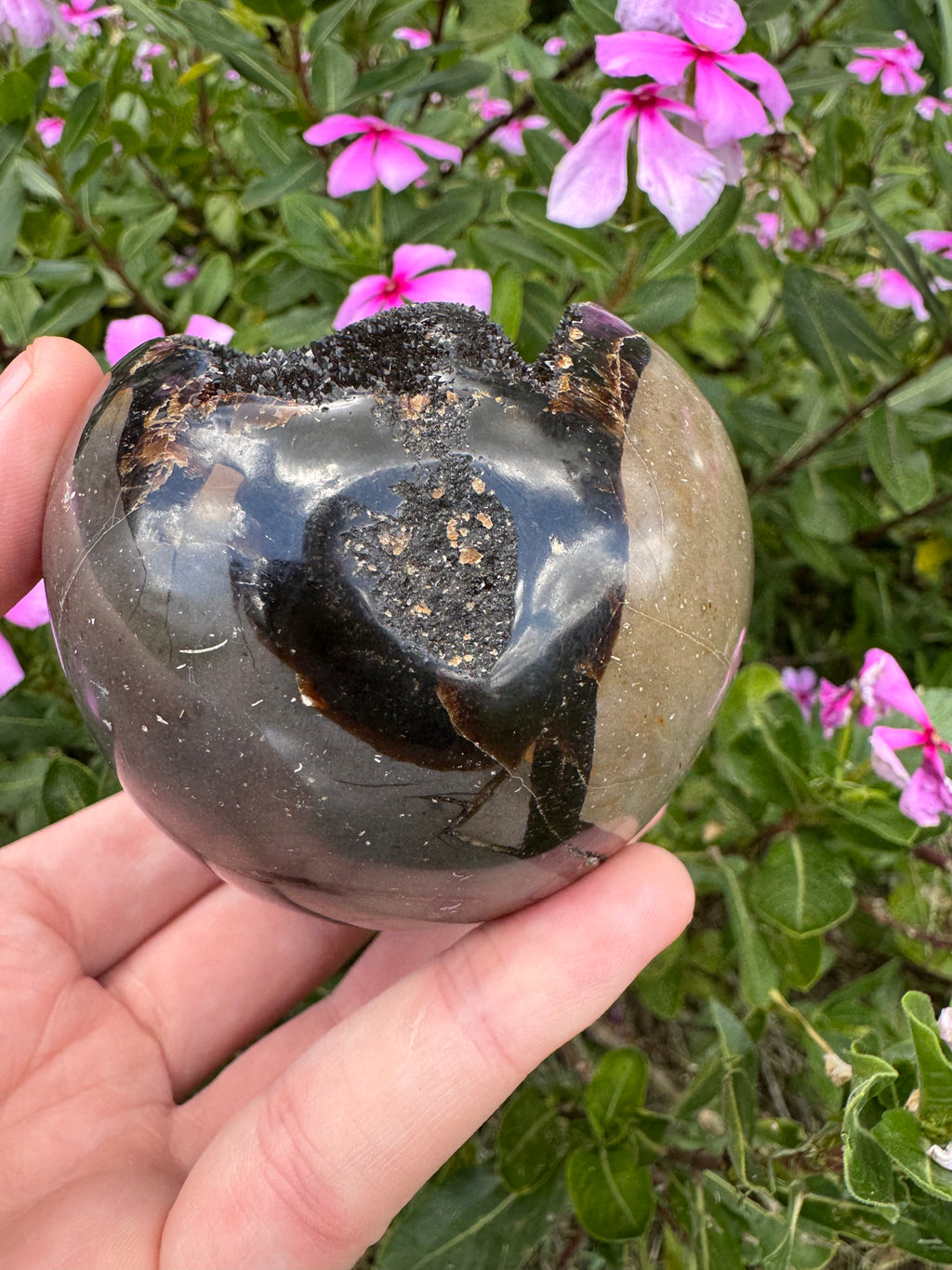 Septarian Druzy Egg with Calcite Inclusions