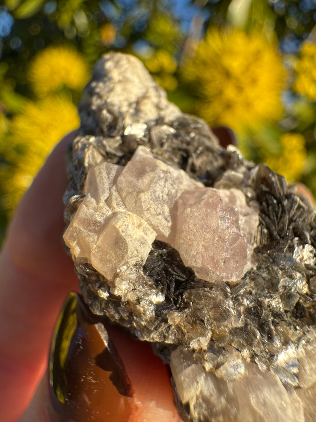 Pink Apatite On Mica Matrix Specimen