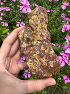 Yellow Cubic Fluorite on Iron-Stained Quartz Specimen