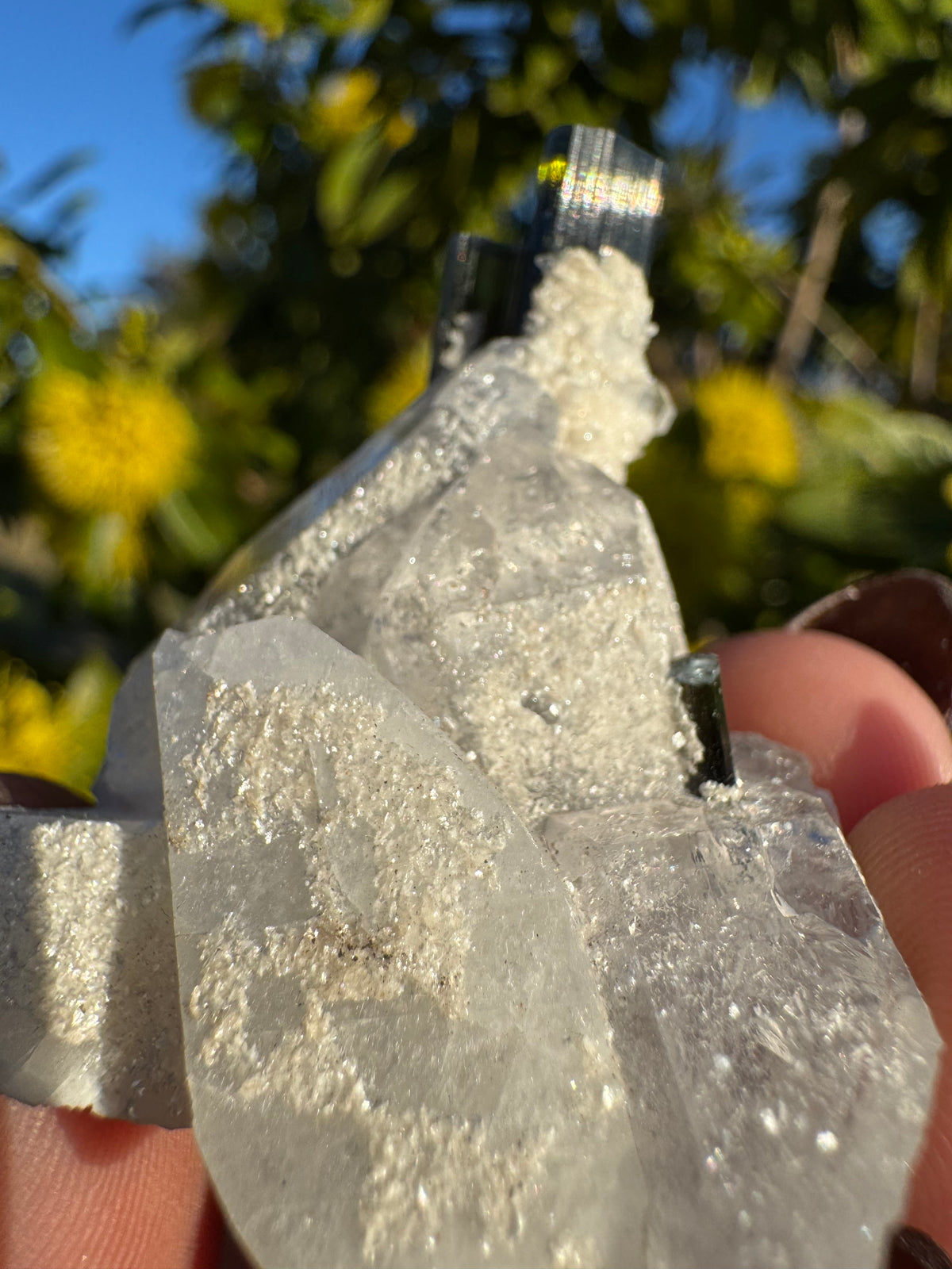 Green Tourmaline Twins In Quartz Specimen | Stak Nala