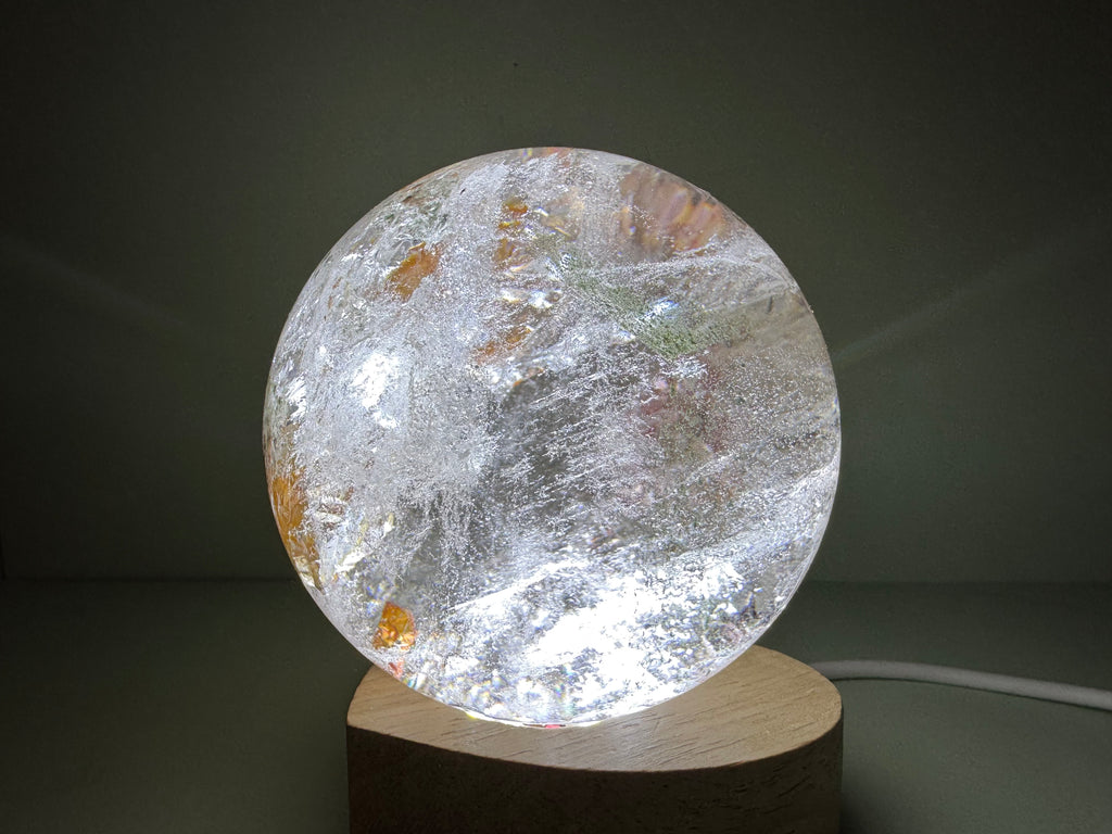 Enhydro Included Quartz Sphere - Moving + Stationary Bubbles