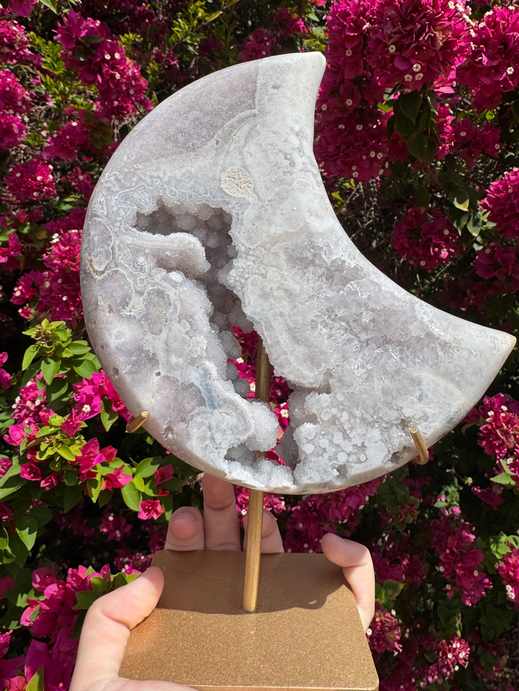 Lune en améthyste rose XL - Pièce maîtresse