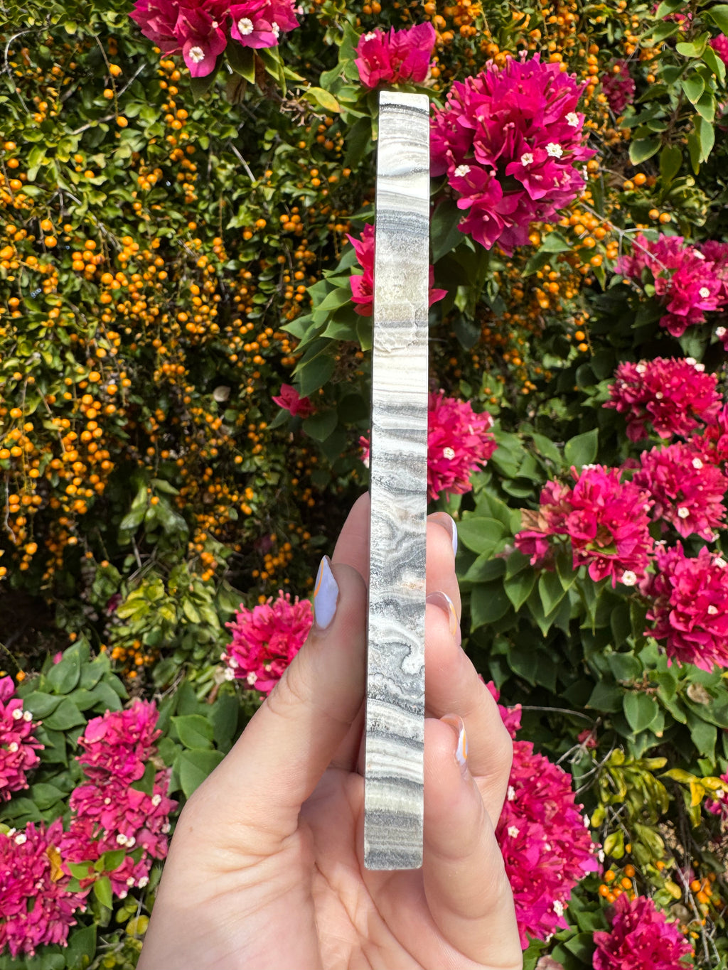 Zebra Calcite Slice With Stand