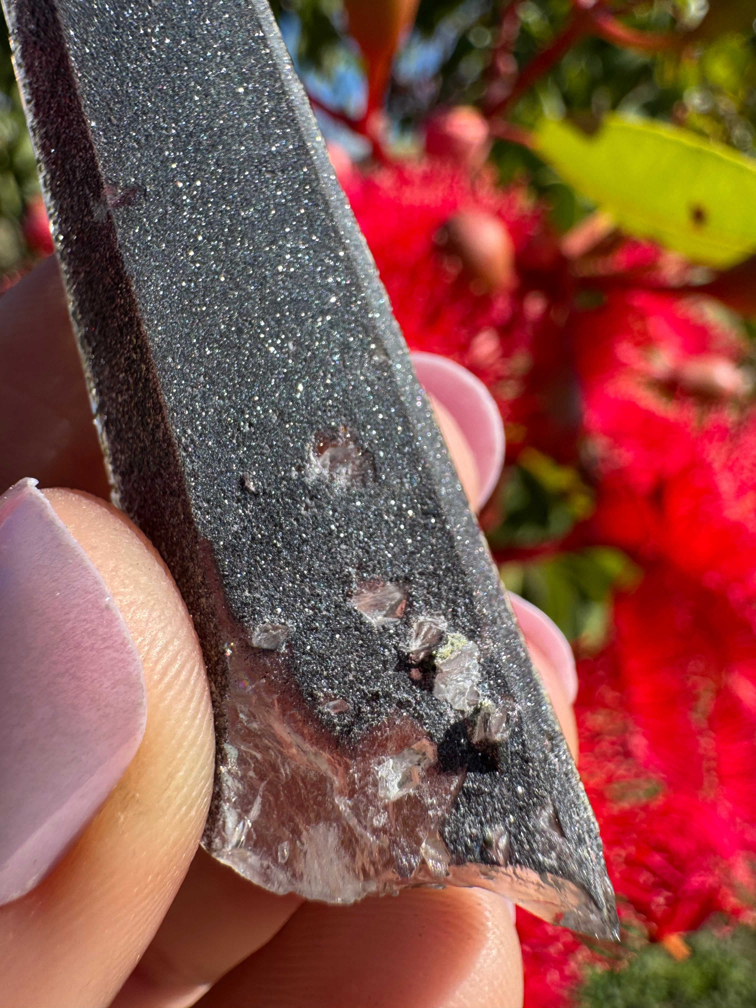 Hematite Coated Quartz Point