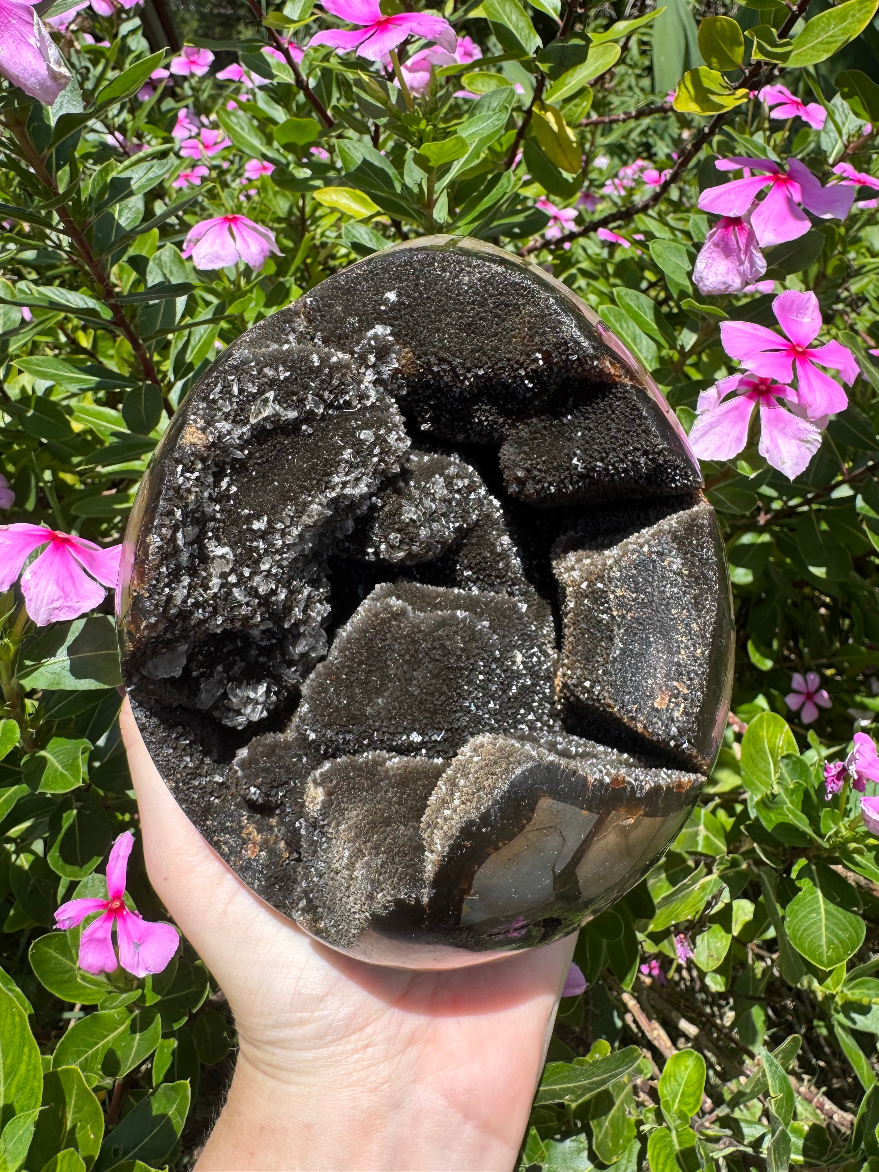 Septarian Druzy Egg with Calcite Inclusions - 2.446kg