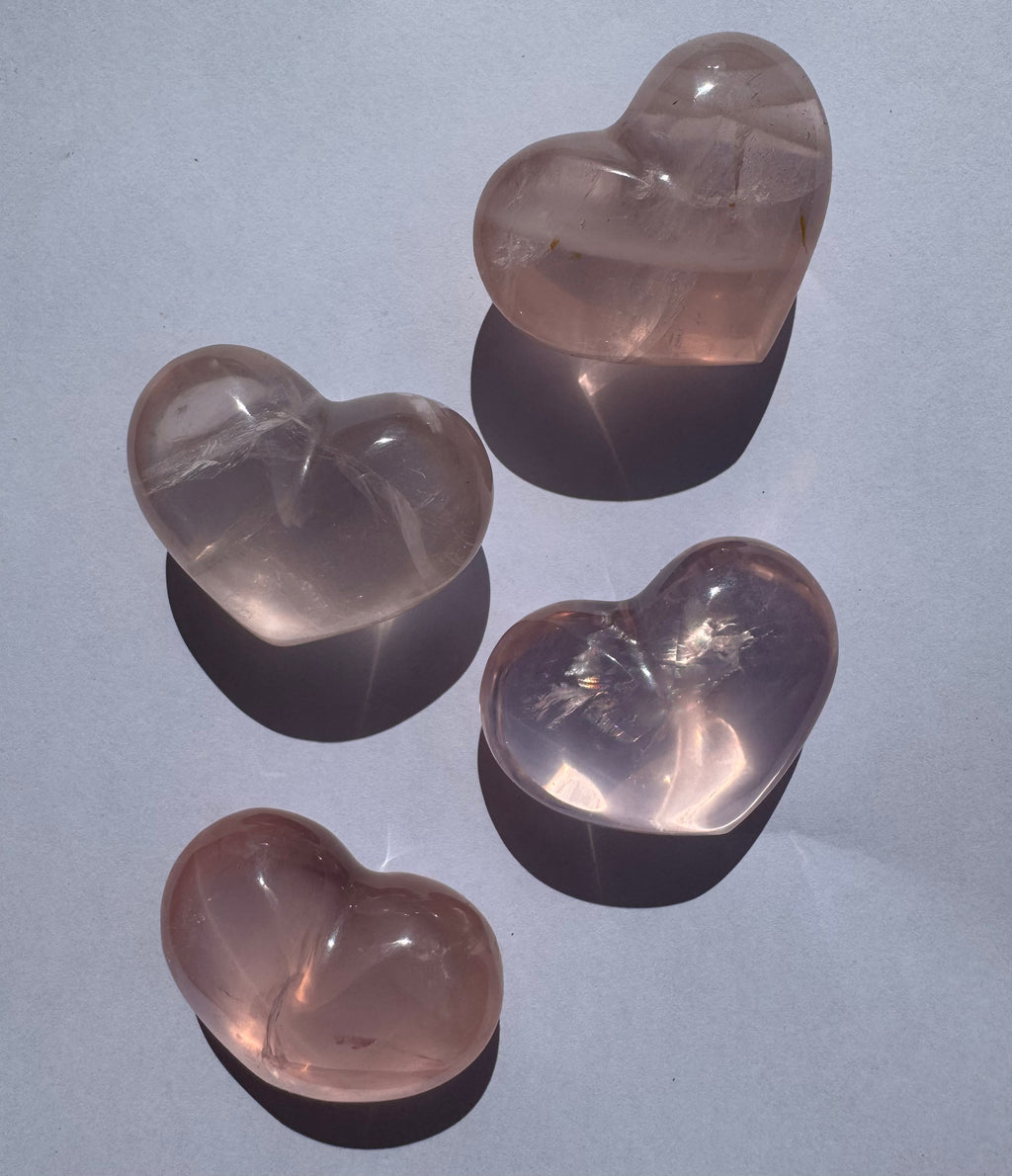 Corazones de cuarzo rosa estrella | Mini