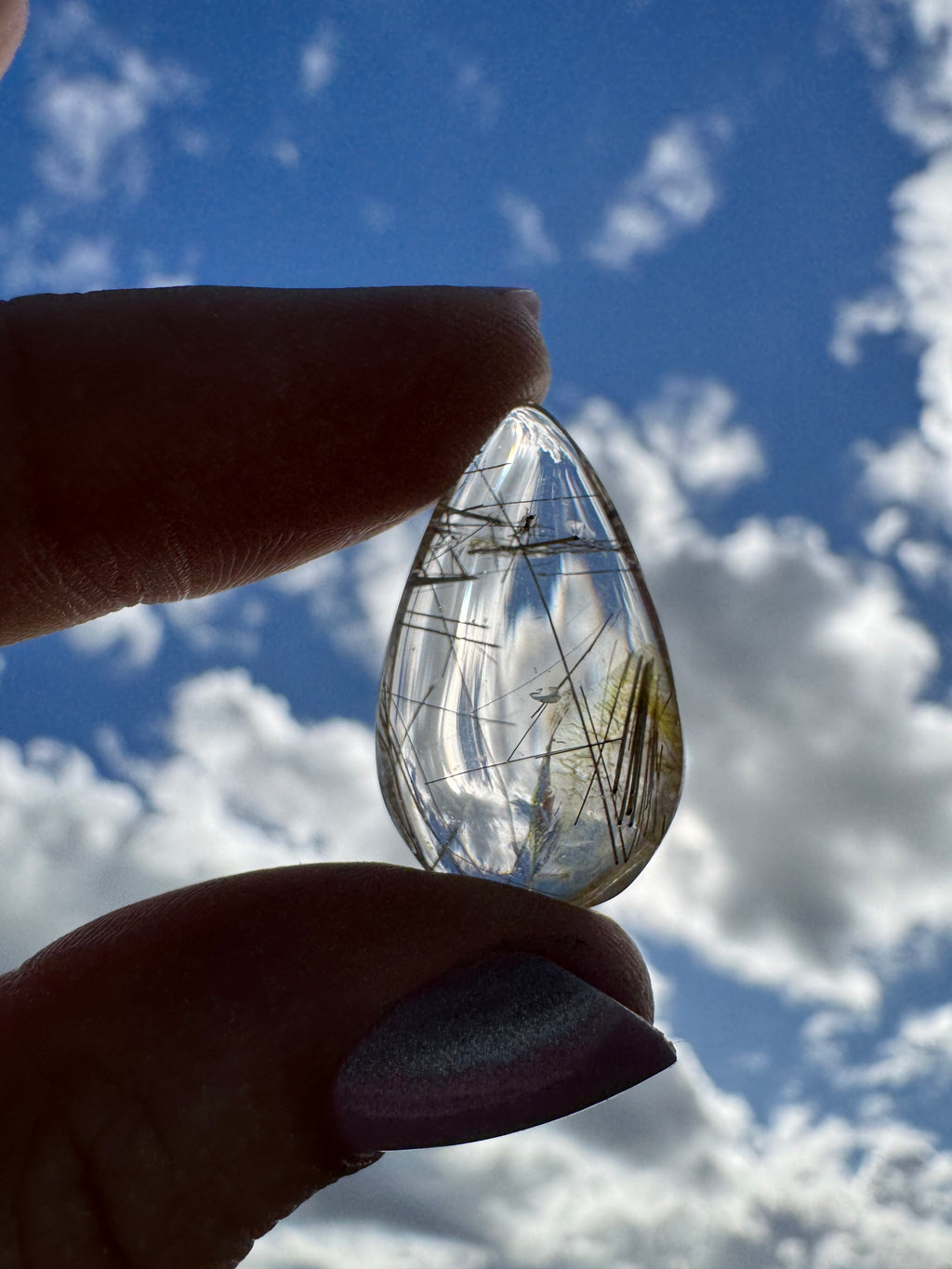Golden Rutile In Quartz Cabachon