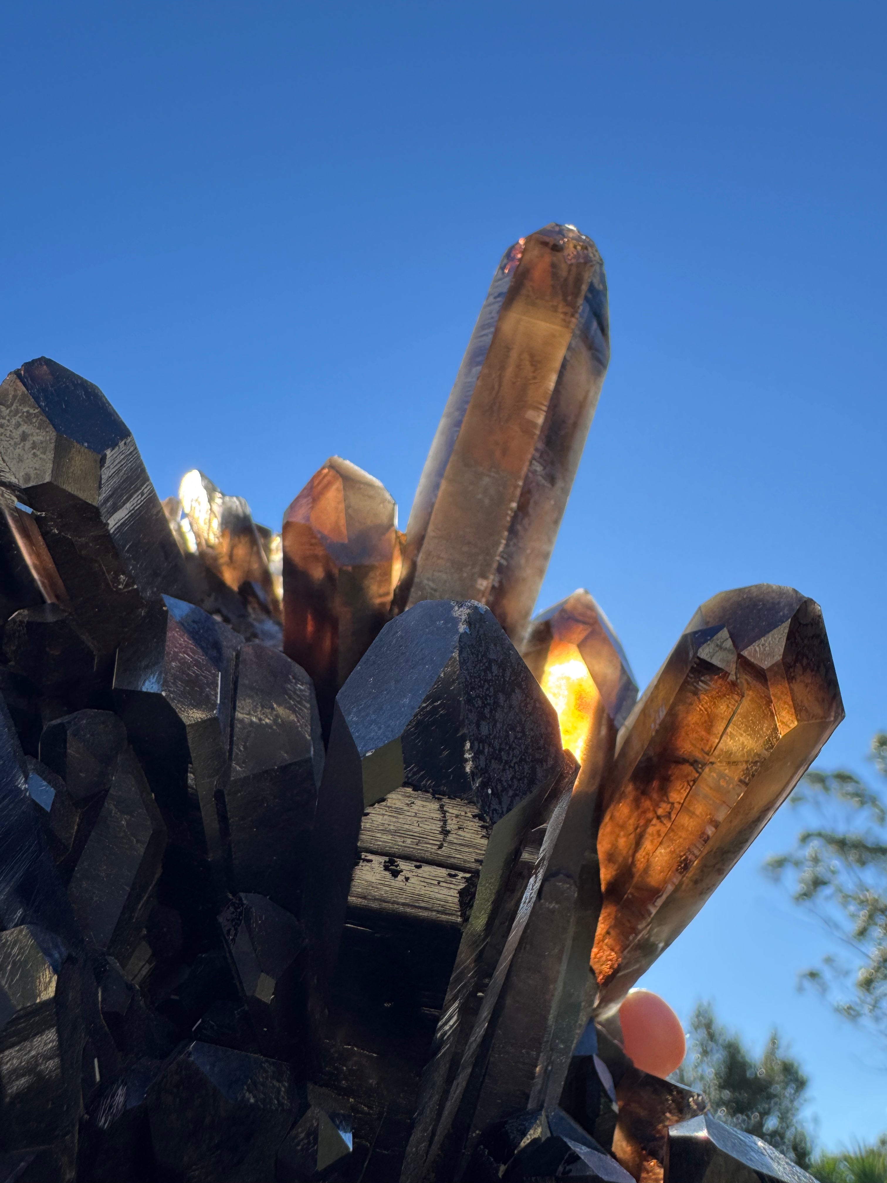 Deep Black Smoky Quartz Cluster - 2.049kg