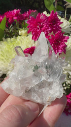 Himalayan Pink Lithium Quartz with Chlorite Inclusions Cluster