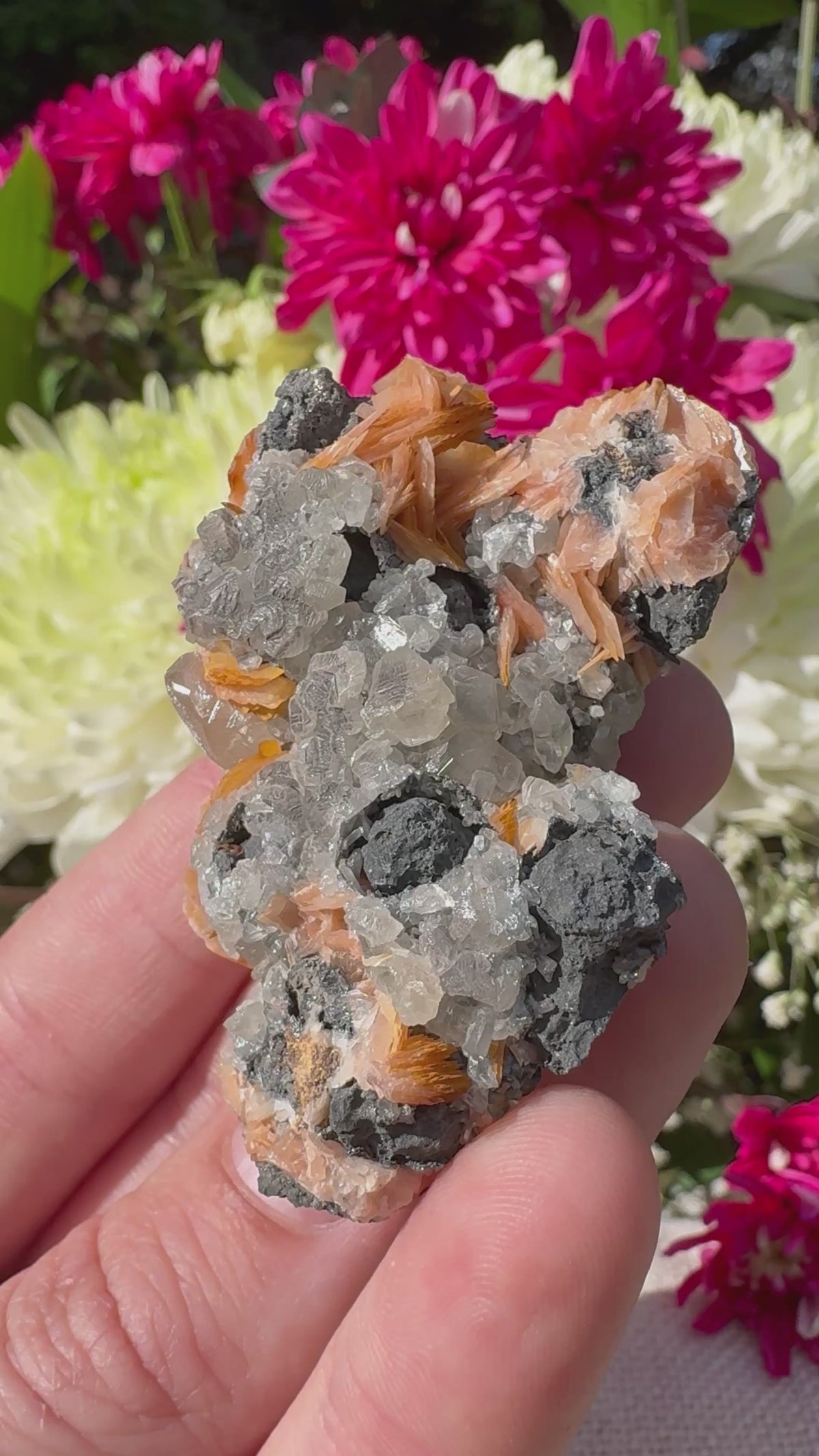 Calcite With Barite and Galena Specimen