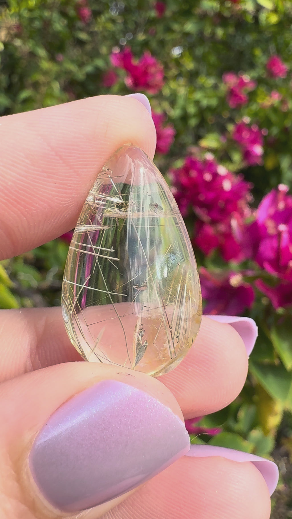 Golden Rutile In Quartz Cabachon