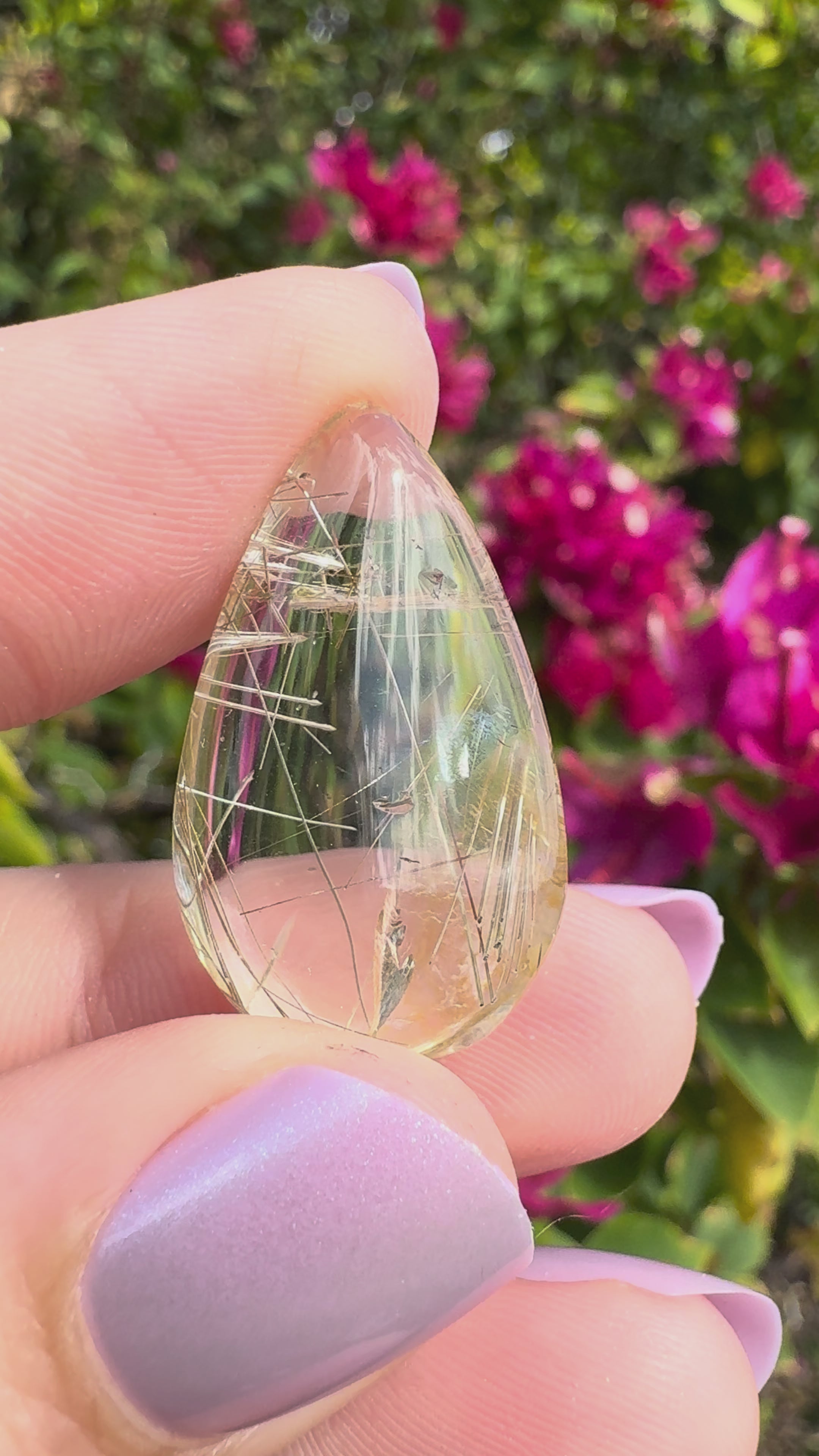 Golden Rutile In Quartz Cabachon