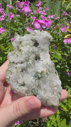 Epidote and Prehnite on Garden Quartz Cluster