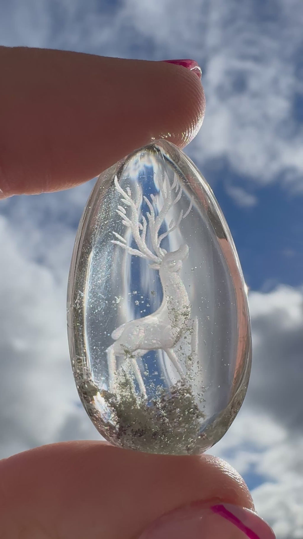 Premium Garden Quartz Deer Scene Carving – Collector Display Piece