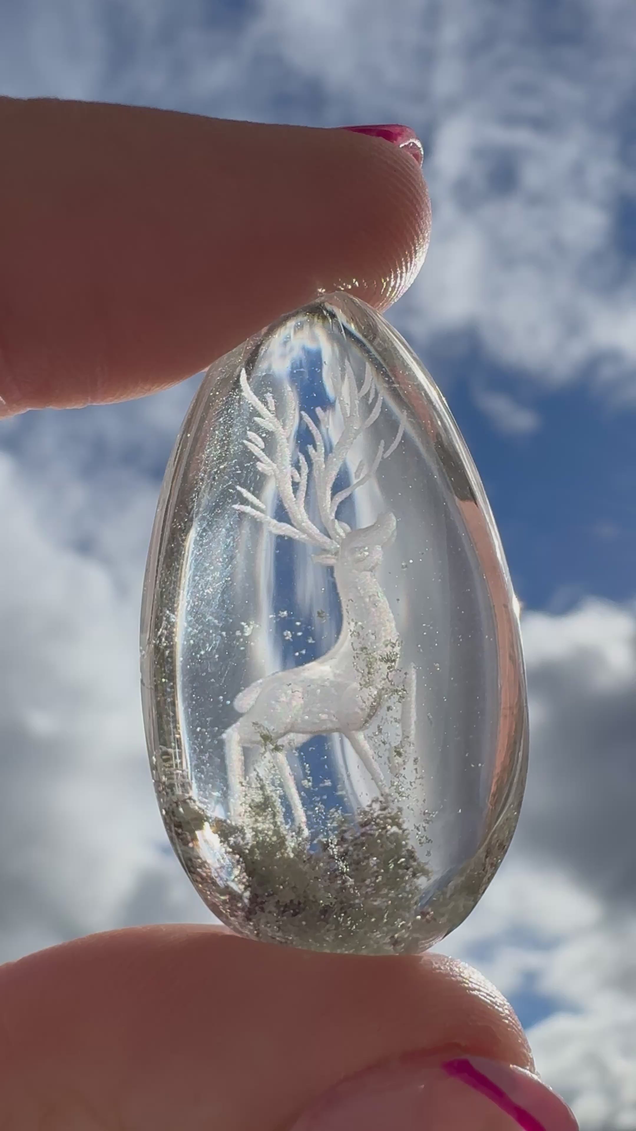 Premium Garden Quartz Deer Scene Carving – Collector Display Piece