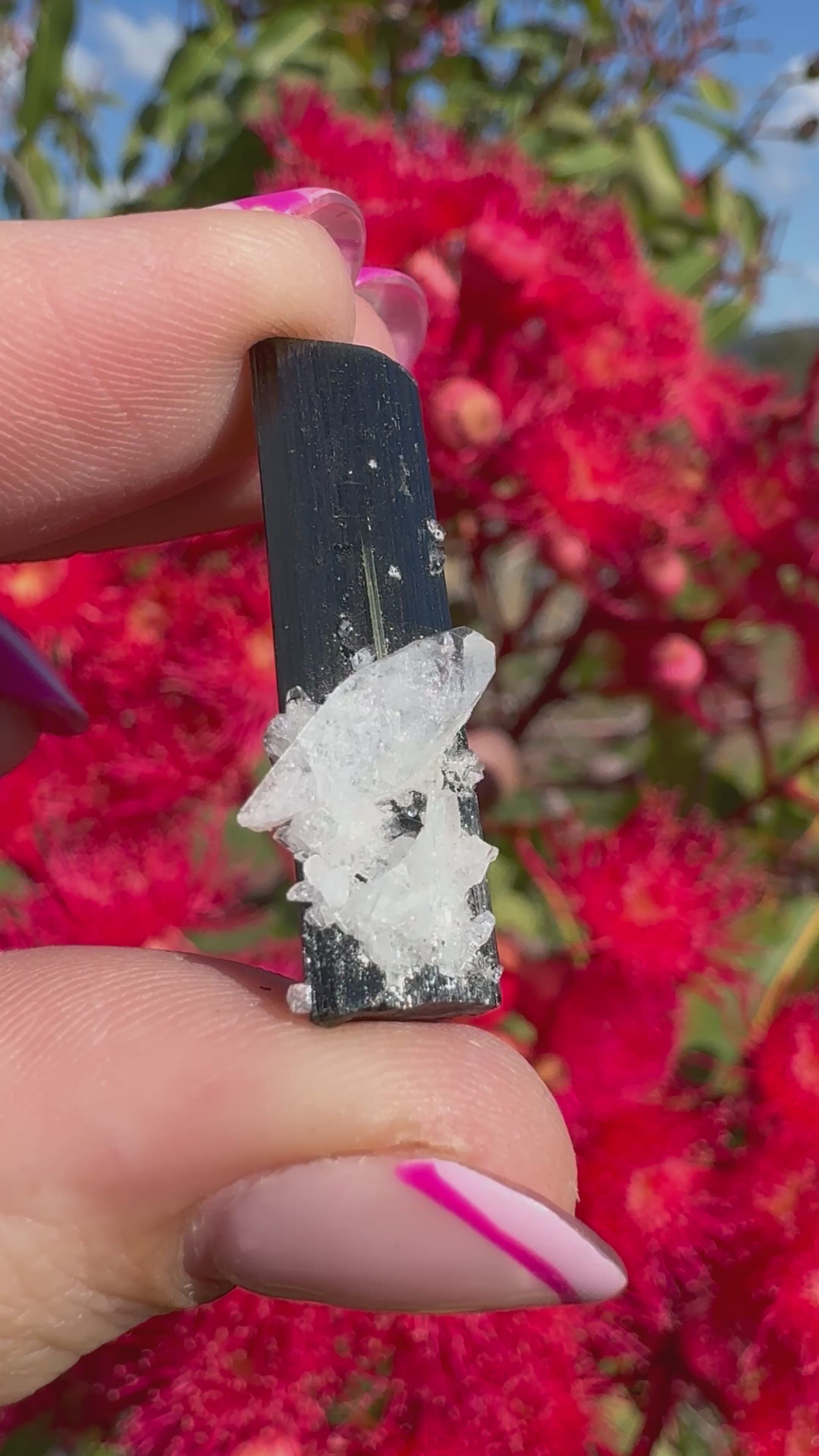 Green Tourmaline and Quartz Specimen - Stak Nala