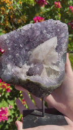 Amethyst Cluster with Druzy Calcite Inclusions
