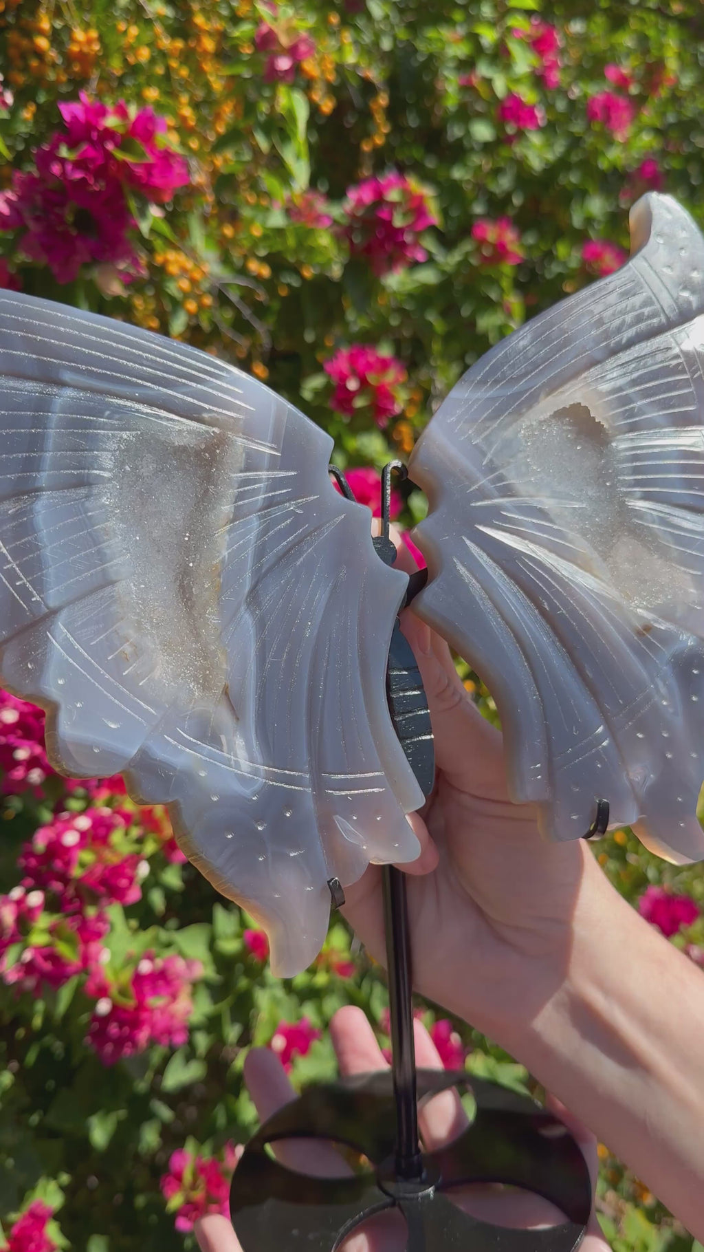 Druzy Agate Wings on Stand