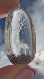 Premium Garden Quartz Deer Scene Carving – Collector Display Piece