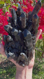 Deep Black Smoky Quartz Cluster - 2.049kg