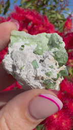 Green Tourmaline and Kunzite with Mica on Albite Matrix Specimen