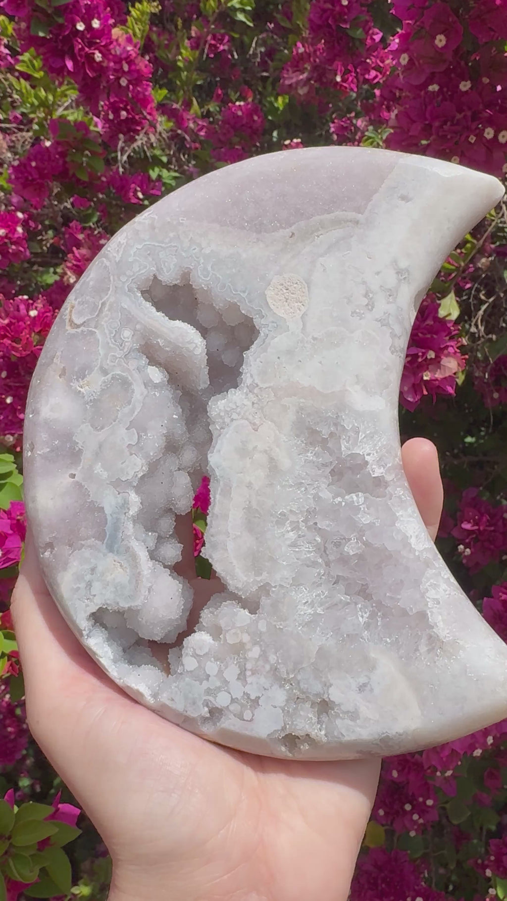 Lune en améthyste rose XL - Pièce maîtresse