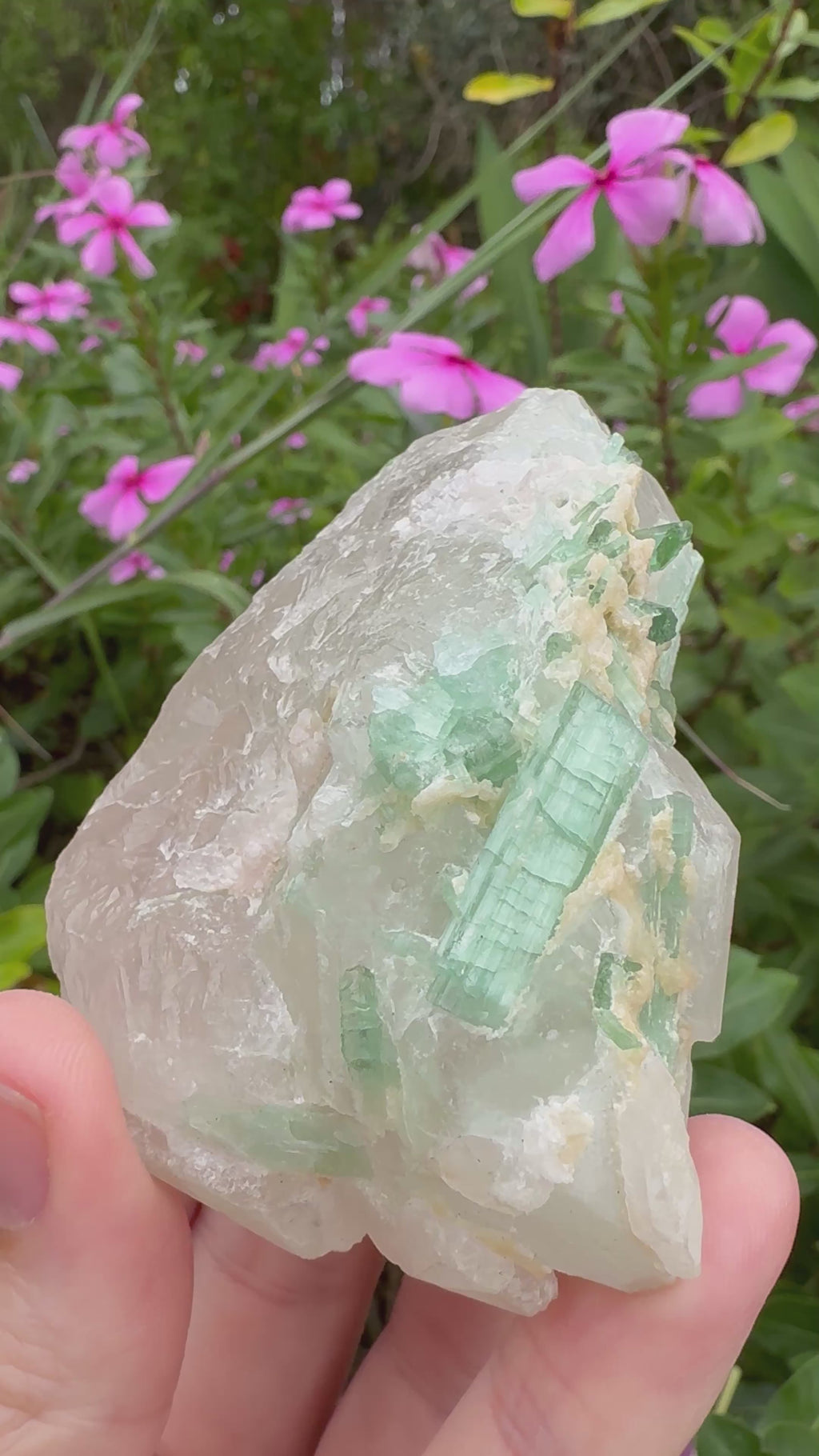 Green Tourmaline in Quartz Specimen