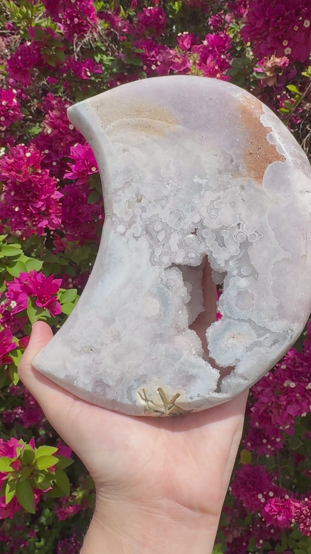 Lune en améthyste rose XL - Pièce maîtresse