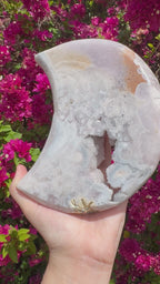 Lune en améthyste rose XL - Pièce maîtresse