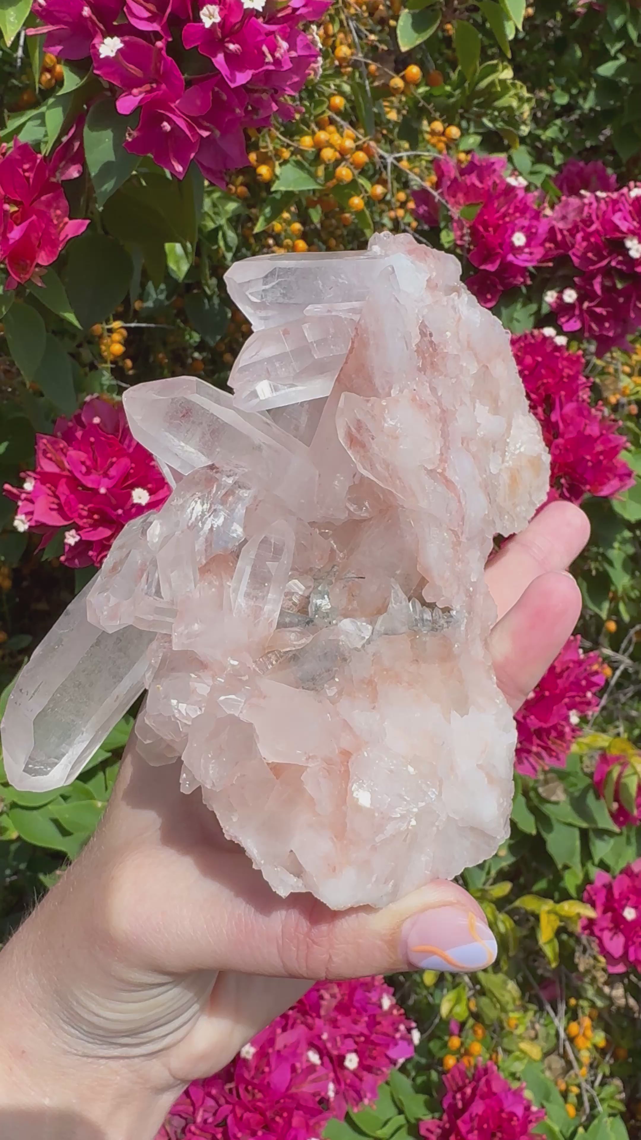 Pink Himalayan Samadhi Quartz Cluster