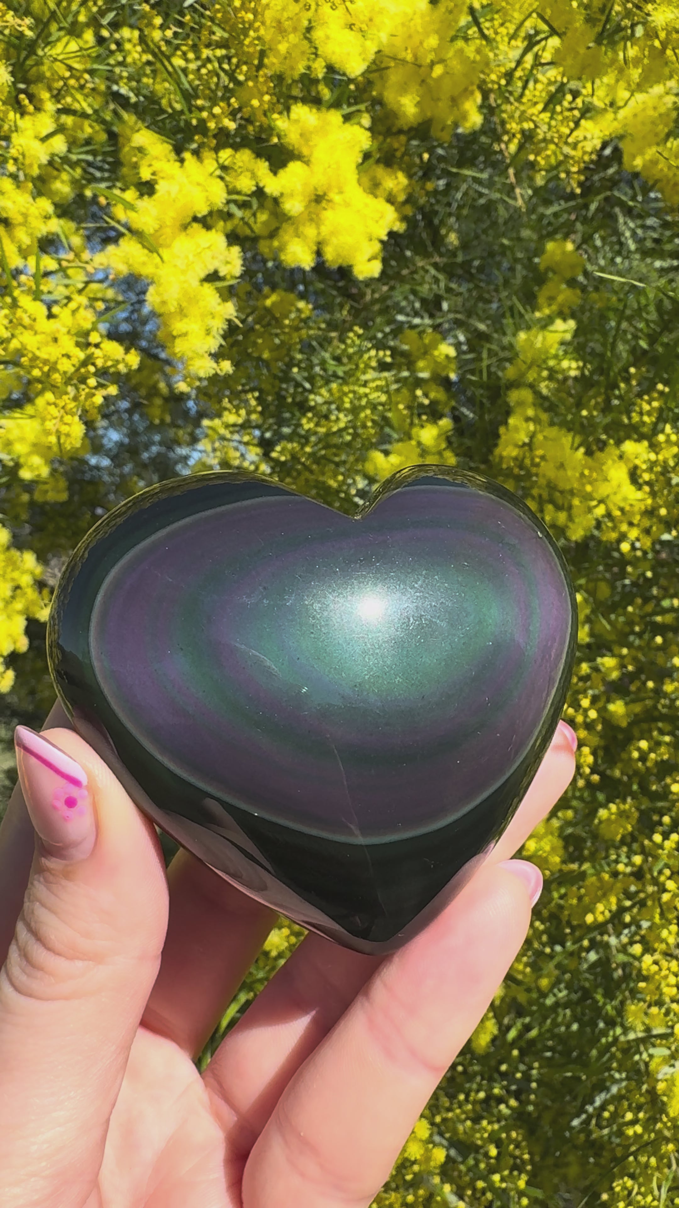 Rainbow Obsidian Heart
