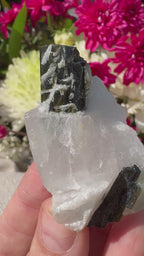 Green Tourmaline In Quartz With Sugar Quartz Coating
