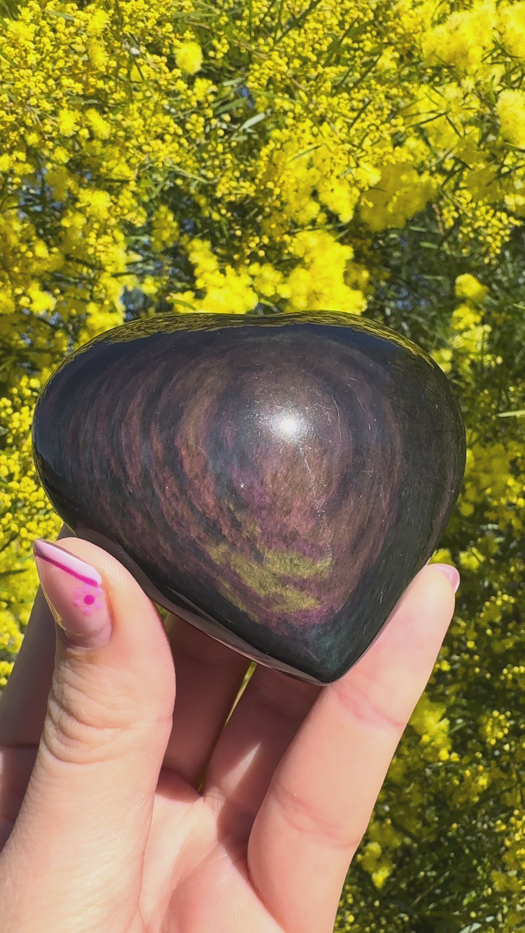 Rainbow Obsidian Heart