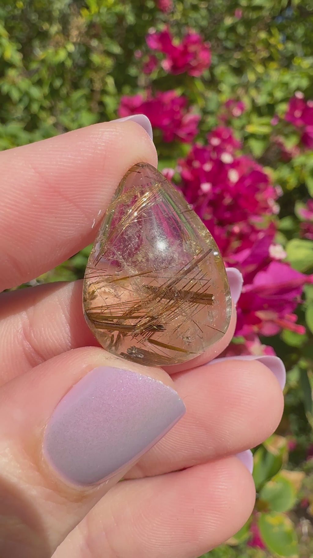 Golden Rutile In Quartz Cabachon