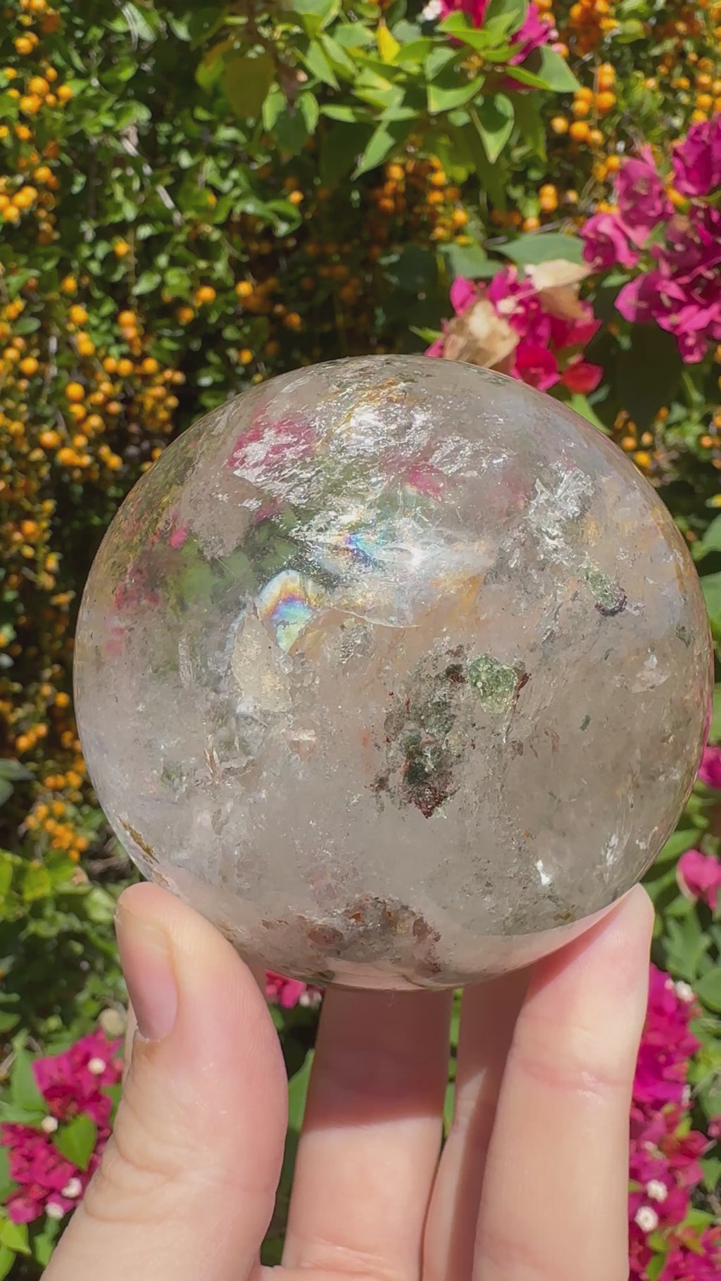 Enhydro Included Quartz Sphere - Moving + Stationary Bubbles