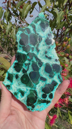Chrysocolla and Malachite Polished Slice with Stand